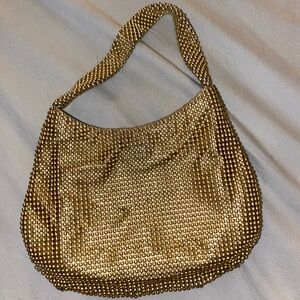Whiting & Davis Gold Beaded Evening Shoulder Bag